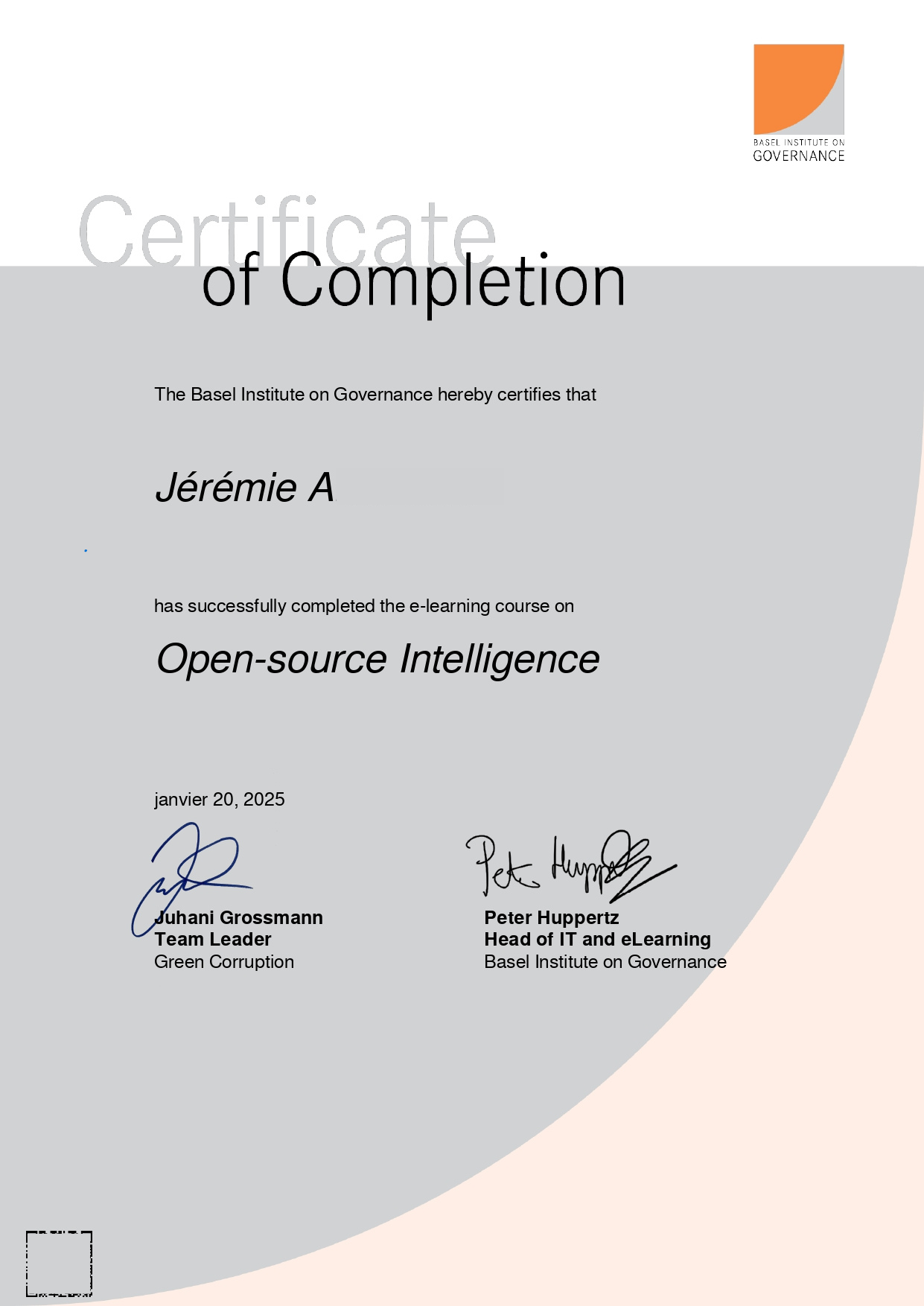 Basel Institute OSINT Certificate